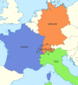 Map showing how Muammar al-Gaddafi’s proposal for the dismemberment of Switzerland might work out