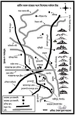 Syed Murad Ahmad's map of Chunarughat, main Taraf, denoting both its modern and historical sites.