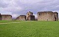 Flint Castle with its isolated donjon (right).