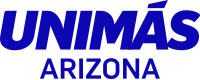 The UniMás network logo, the word UNIMÁS in blue in an italic sans serif with some rounded corners, with the word ARIZONA below in another sans serif.