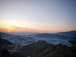 View of Pithoragarh city, Uttarakhand during Sunrise