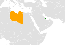 Map indicating locations of Libya and Qatar