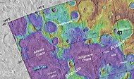 Map showing relative positions of Gorgonum Chaos, Atlantis Chaos, Magelhaens Crater and Simois Colles