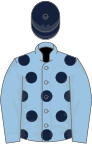 Light Blue, Royal Blue spots, Light Blue sleeves, Royal Blue cap