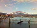 Pattullo Bridge as seen from the SkyTrain.