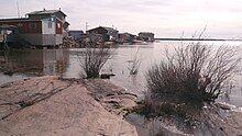 Dwellings in Behchokǫ̀ on the shore of Great Slave Lake