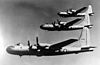 Three B-50A bombers in formation; similar to the B-50 that dropped the bomb at Rivière-du-Loup