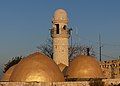 Evening view of domes and minaret from front