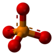 Ball-and-stick model, showing full 3D structure and dashed bonds indicating delocalisation and equal P-O bond lengths.