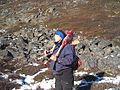 Hunter carrying reindeer meat.