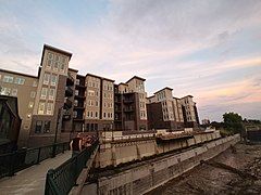 mixed-use commercial and luxury residential low-rise erected on the site, July 2018