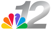 An italic Helvetica numeral "12" is rendered in a gray gradient, with the NBC Peacock logo centered below the "1".