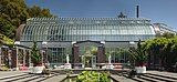 View of the Wintergardens Tropical House (1928) from the Temperate House (1921).