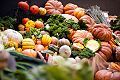 Pumpkins on a vegetable stall at Borough Market in London, England