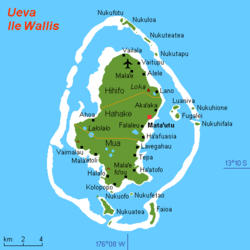 Wallis island (Kingdom of Uvea) showing the 3 districts