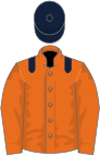 Orange, dark blue epaulets and cap