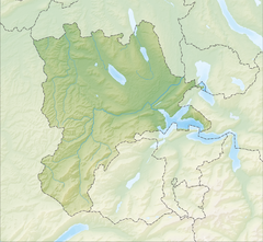 Map of Switzerland, with the city of Menznau marked.