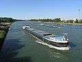 Cargo ships on the straightened Upper Rhine near Karlsruhe