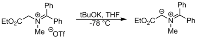 Deprotonation of iminium to form azomethine ylide.