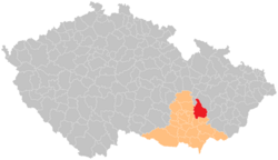 Location in the South Moravian Region within the Czech Republic