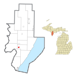 Location within Menominee County and the state of Michigan