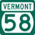 Vermont Route 58 marker