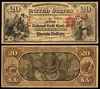 $20 National Gold Bank Note, The First National Gold Bank of San Francisco