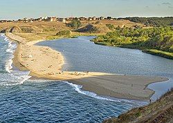 A beach at the mouth of the Veleka, Sinemorets