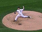 Pitcher John Danks throwing left-handed