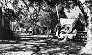 View of the grounds of the Methodist camp meeting site in Pacific Palisades; this location is now Temescal Gateway Park (Security National Pacific Bank photo collection, Los Angeles Public Library)