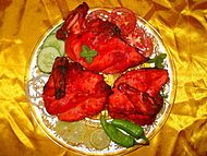 Tandoori chicken in Punjab, Pakistan.