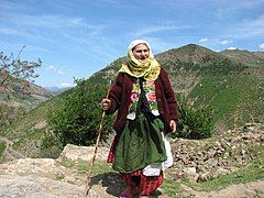 Elderly Gorani woman in traditional clothing