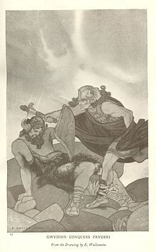 Gwydion fighting Pryderi