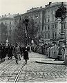 Austro-Hungarian infantry march past Emperor Franz Joseph I on the centenary of the Battle of Leipzig, 1813