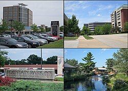 From top left, left to right: City Place Plaza, Drury Inn and headquarters, Fountain Park, Office park