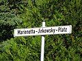 Street sign at "Marienetta-Jirkowsky-Platz", Hohen Neuendorf