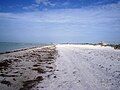 On the beach looking north with the Gulf of Mexico on the left