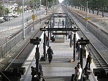 View of the Blue Line platform level at the Willowbrook station.