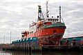 French ice-breaker L'Astrolabe, out of the water in Launceston