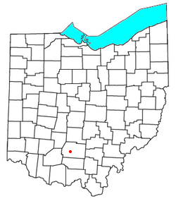 Location of Bourneville, Ohio