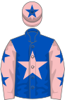 Royal blue, pink star, pink sleeves, royal blue stars, pink cap, royal blue star