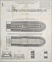 A plan of the slave ship Brookes, showing the extreme overcrowding suffered by slaves on the Middle Passage