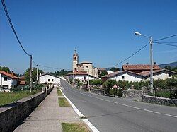 Various buildings along a road