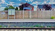 Place name sign on a platform