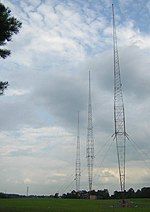 WBT 428–ft (130 m) towers, just south of uptown Charlotte, North Carolina.