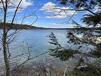 Looking north from around the cove's midpoint in coastal Cumberland