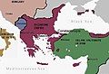 Byzantine Empire (286/395–1453 AD) and Sultanate of Rum (1077–1308 AD) in 1096 AD.