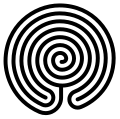 Chakravyuha, a threefold seed pattern with a spiral at the centre, one of the troop formations employed at the battle of Kurukshetra, as recounted in the Mahabharata