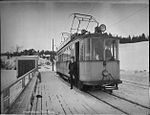 A tram on the Gråkall Line in Trondheim, Norway, in 1927