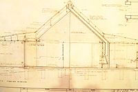 Moylan House, Showing details of the chimney design, 1973.